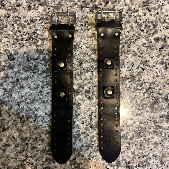 Black leather cuff watch band - Picture 1 of 2